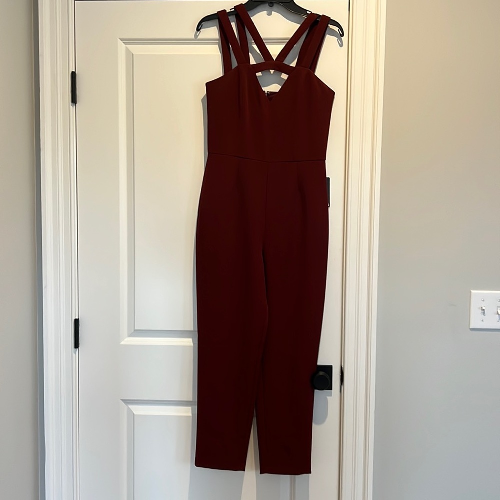 NWT Beautiful Express Maroon strappy Jumpsuit - size 6
